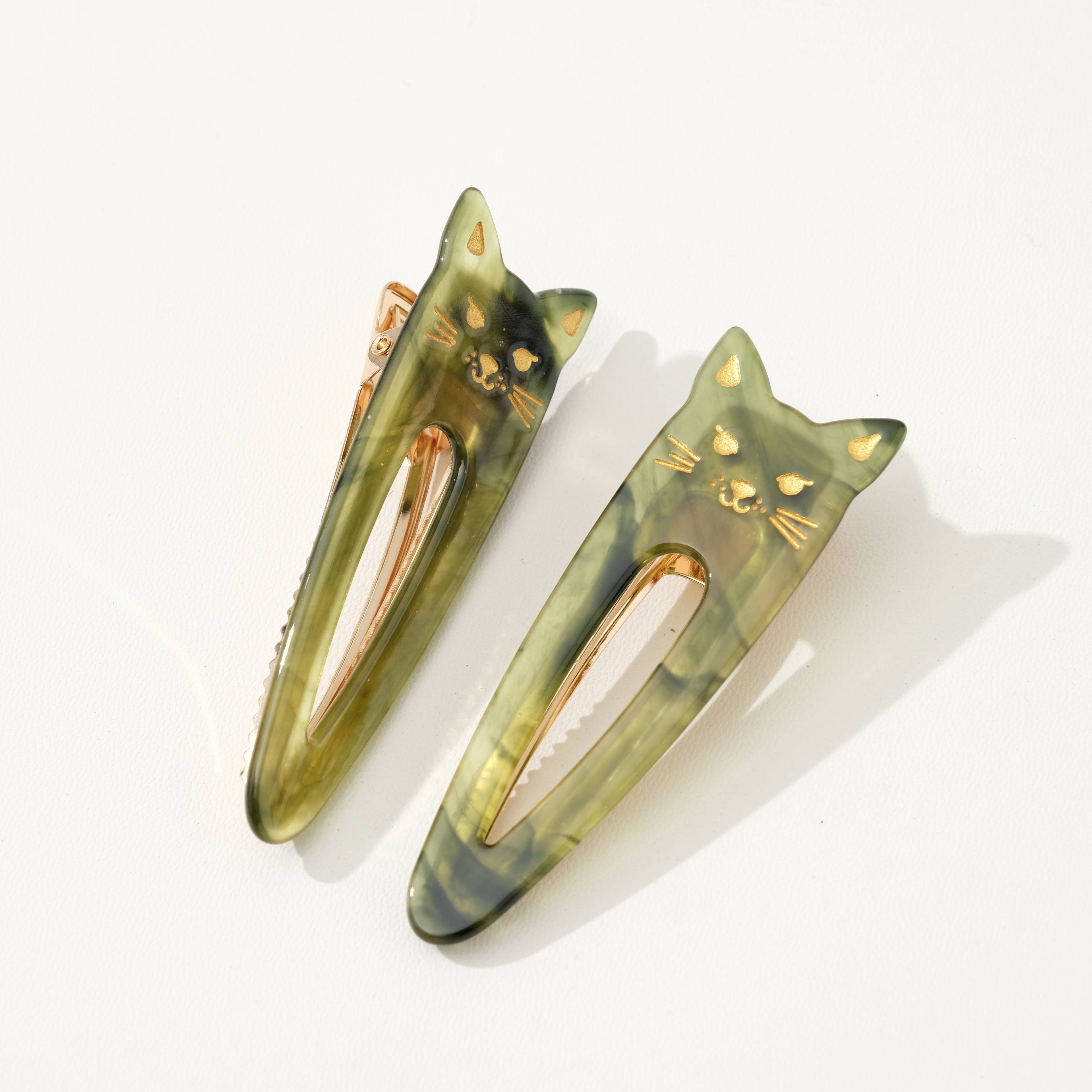 Colorful Pointed Cat Face Barrette Hair Clip (Set of 2)