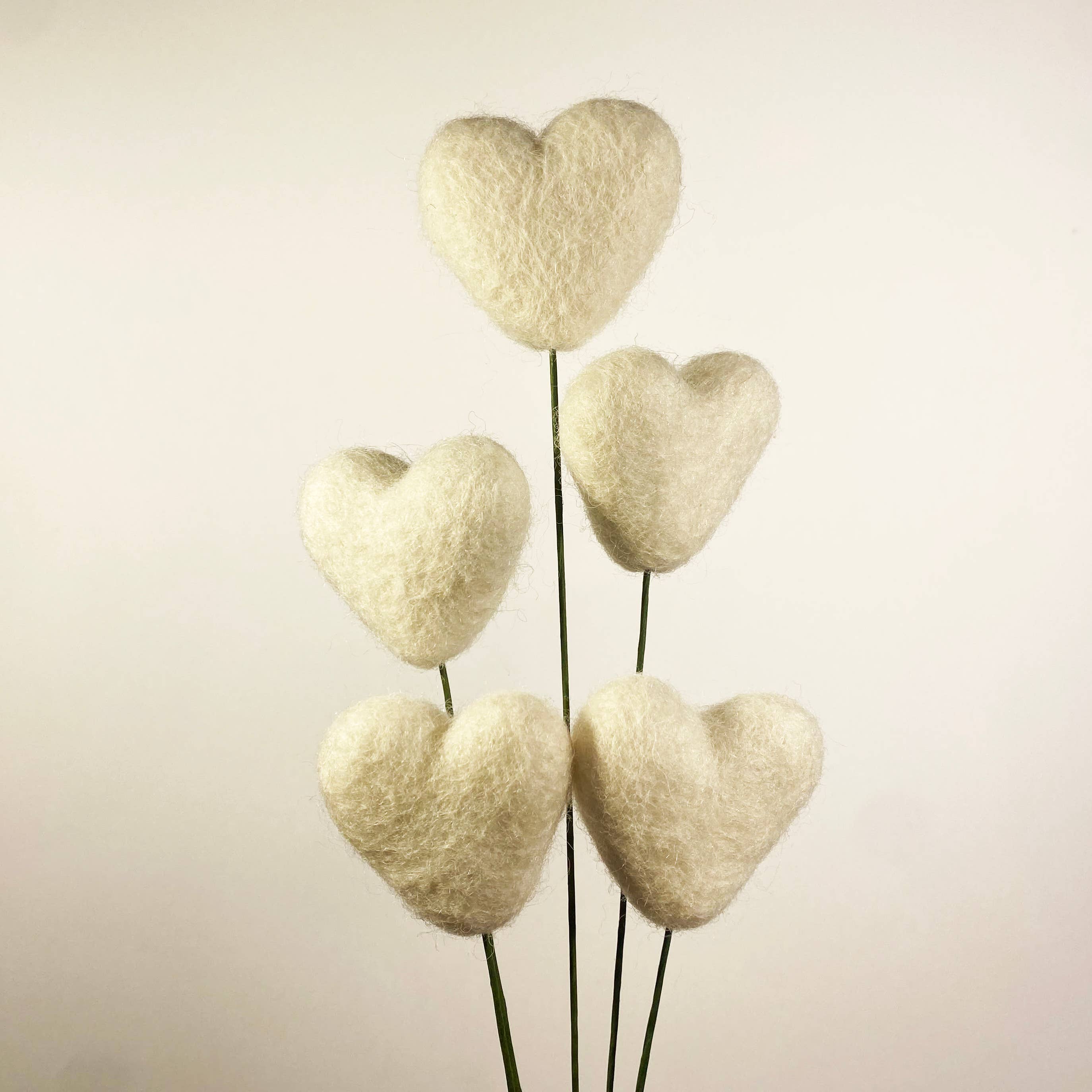 Felt Heart Stem Singles Fresh Cream