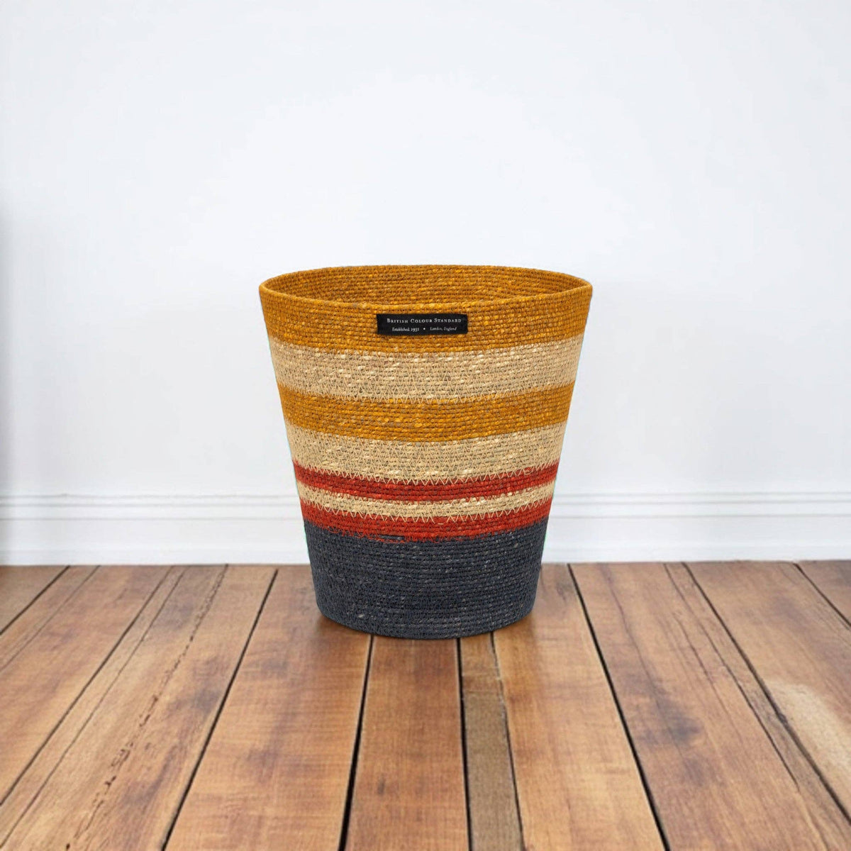 BRITISH COLOUR STANDARD Seagrass Waste Paper Basket in Tuscan / Guardsman Red