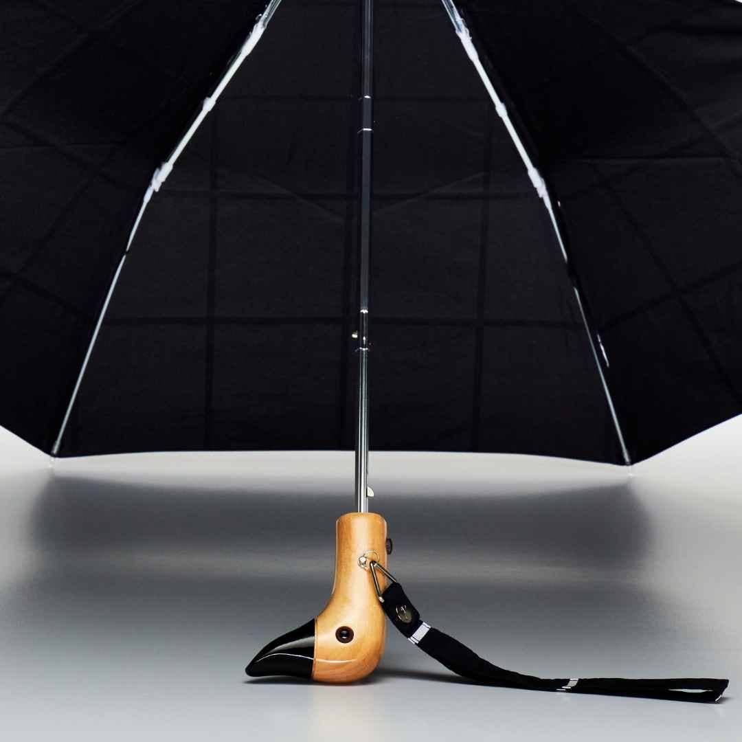 Black Grid Compact Eco-friendly Duck Umbrella