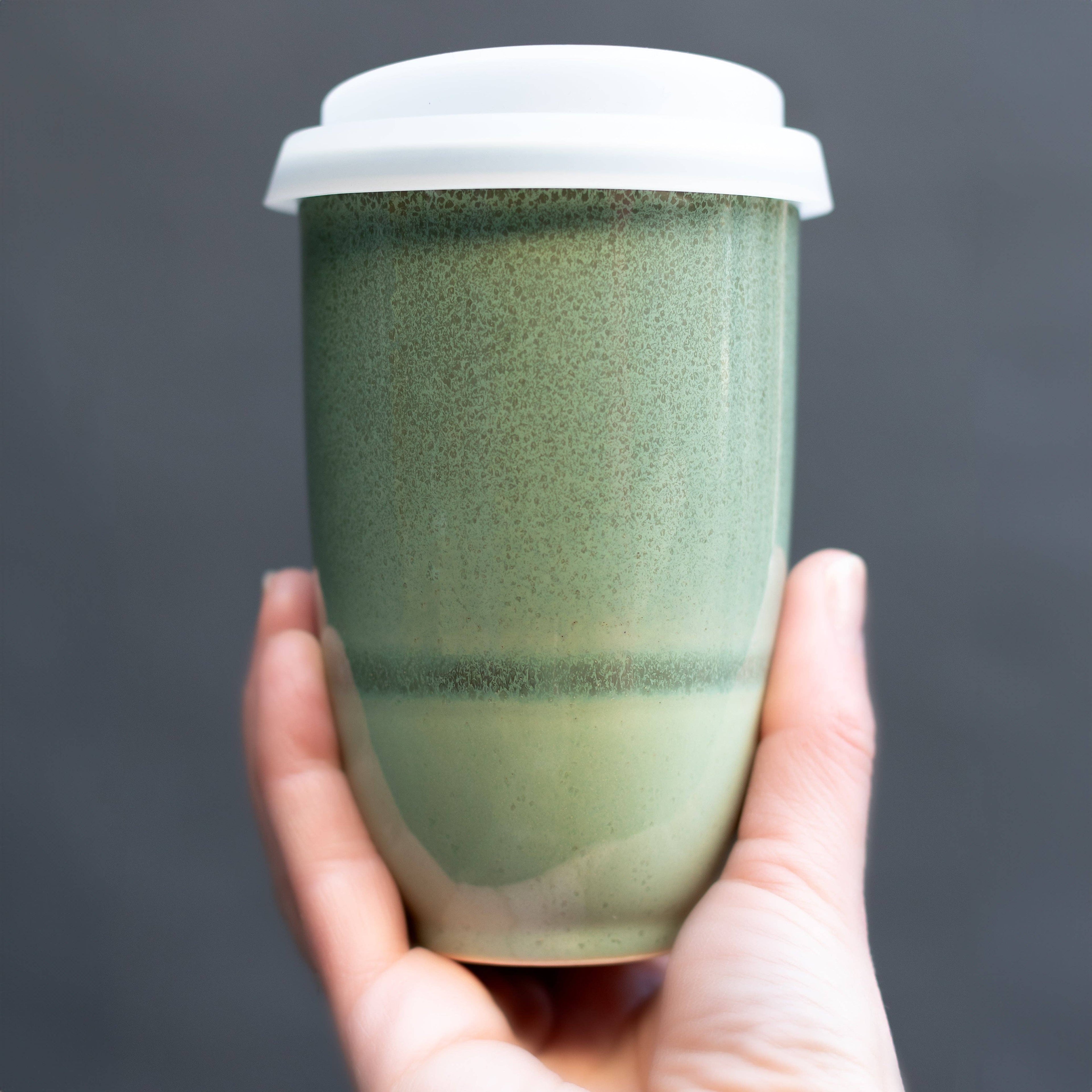 Emerald 12oz Ceramic Travel Mug – Reusable & Stylish