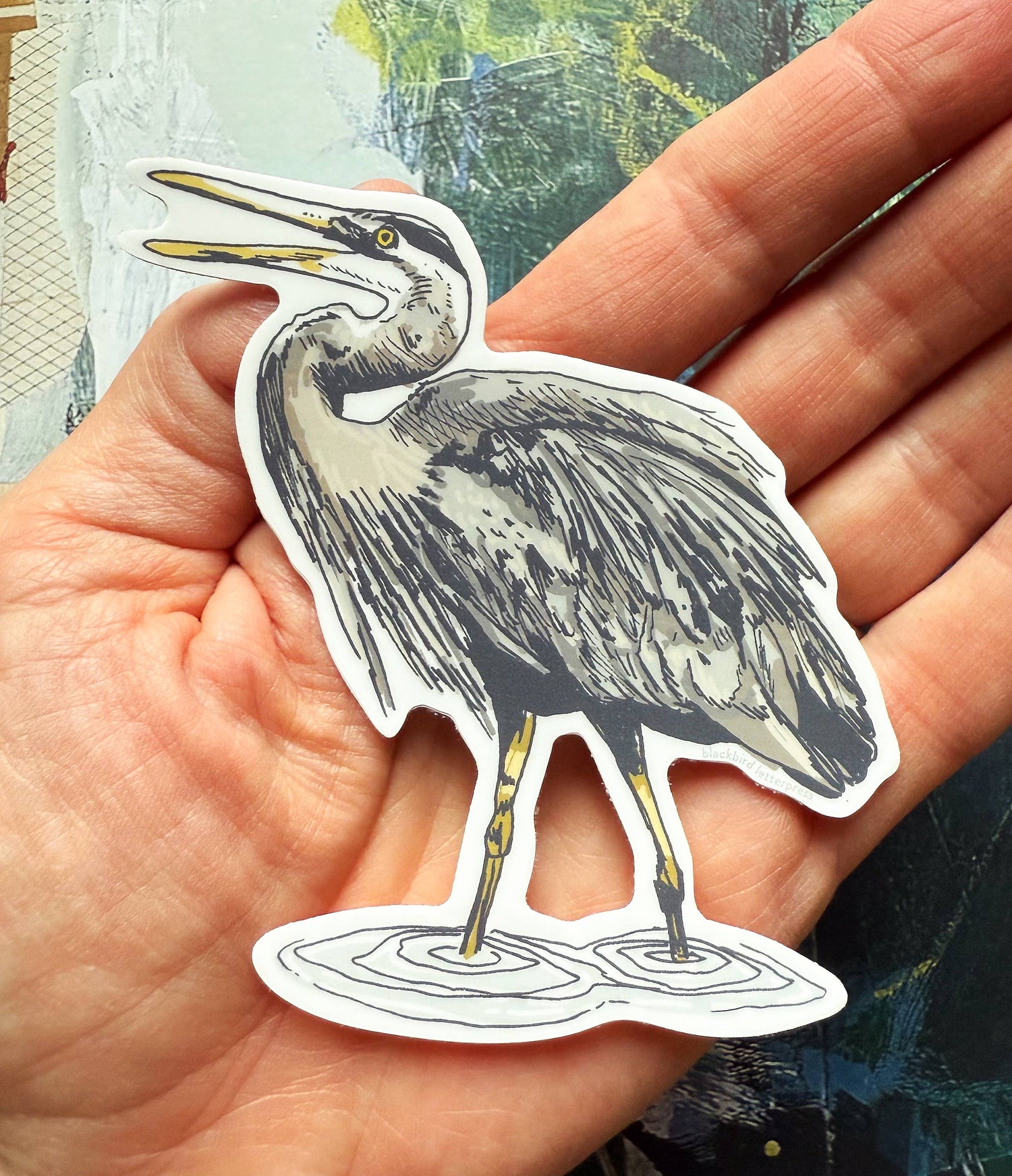 Great blue heron sticker