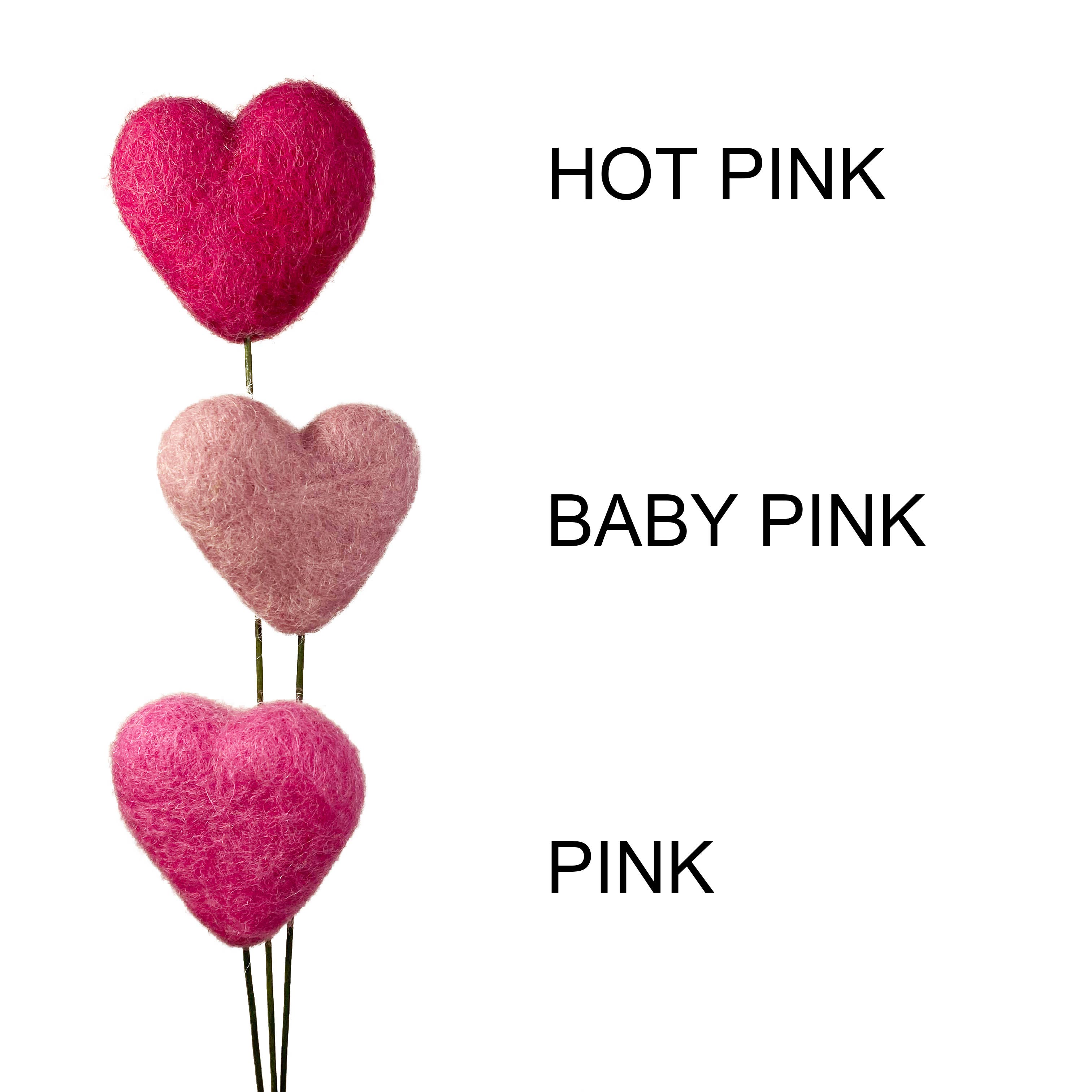 Felt Heart Stem Singles Pink