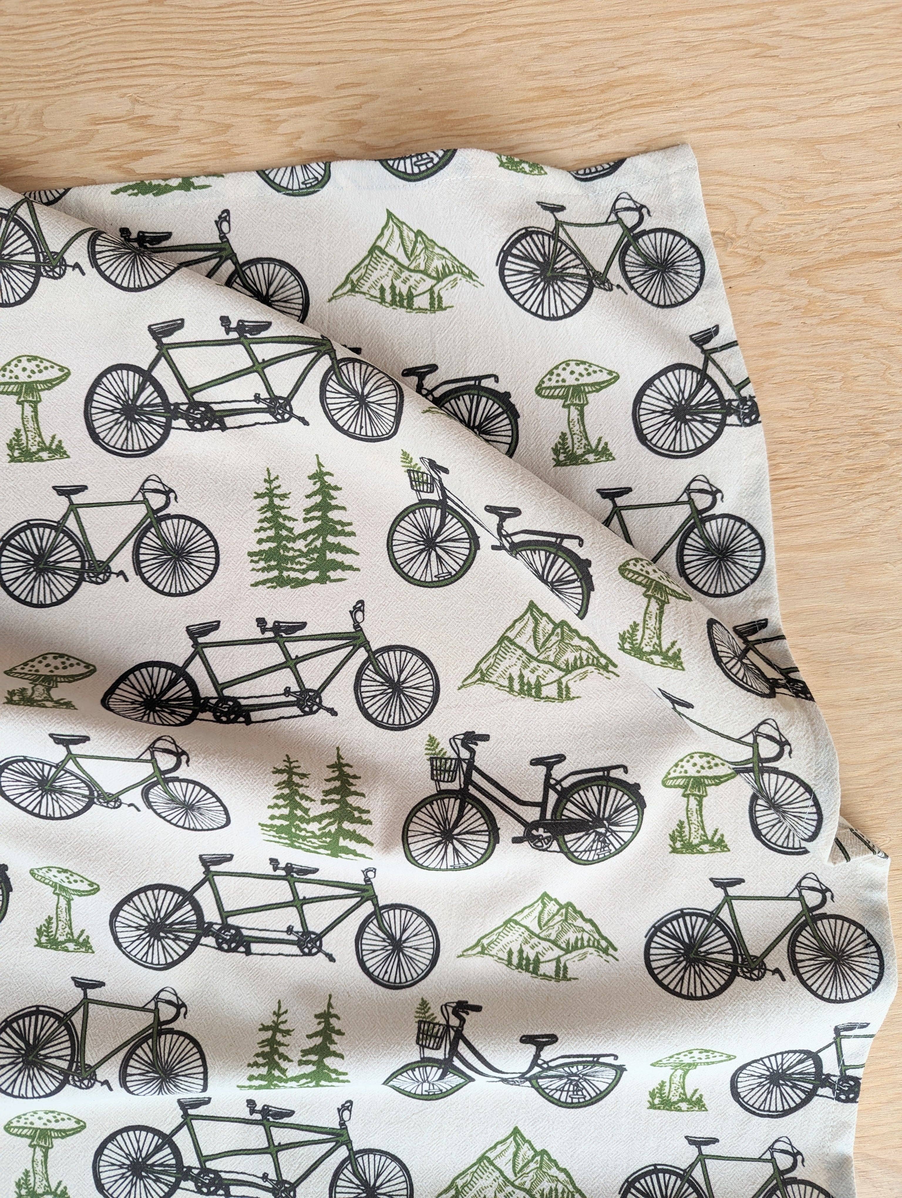 Tea towel | bicycle adventure - bike & nature cotton flour sack dish cloth