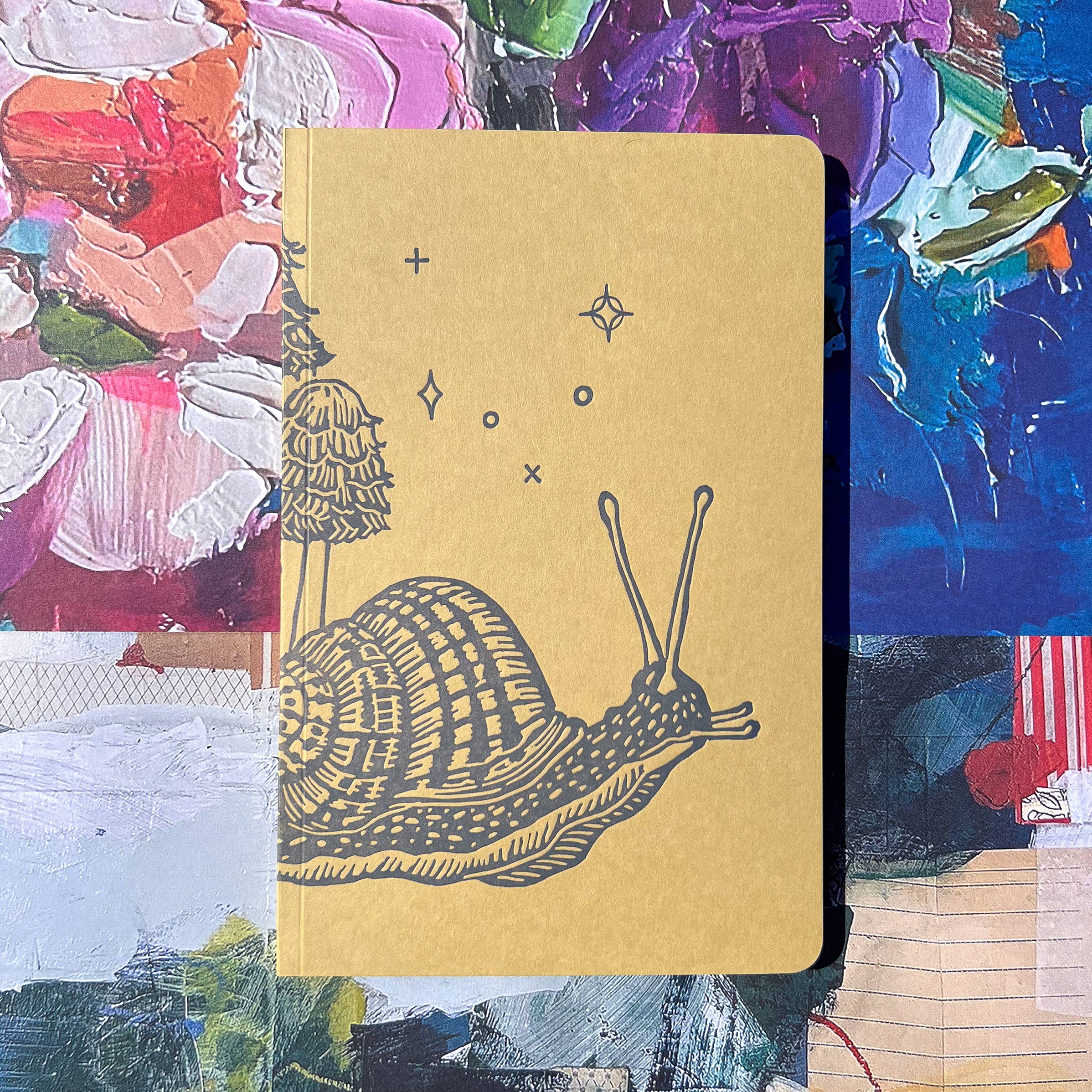 Snail and mushrooms large notebook
