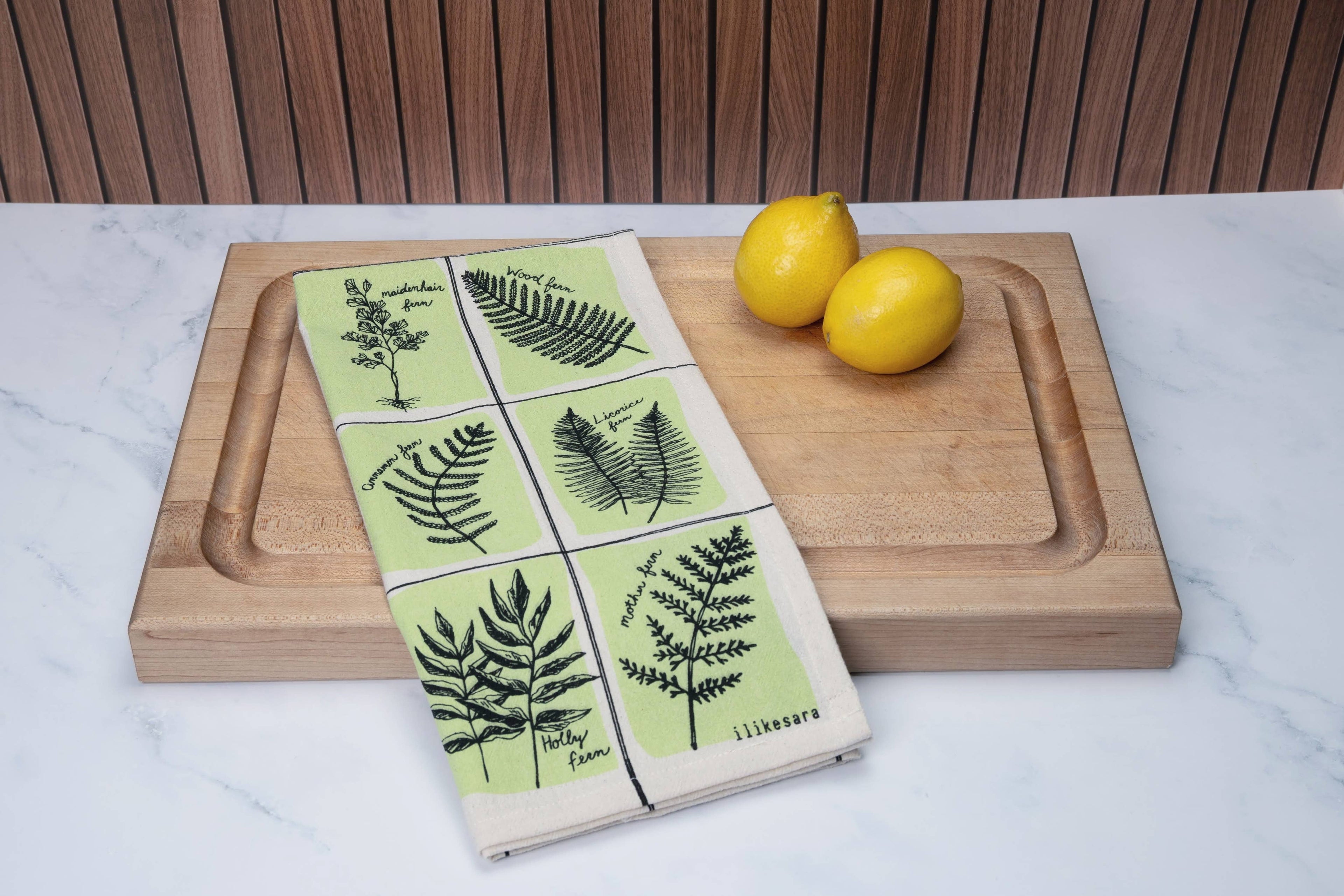 Tea towel | fern specimens - cotton flour sack kitchen dish cloth