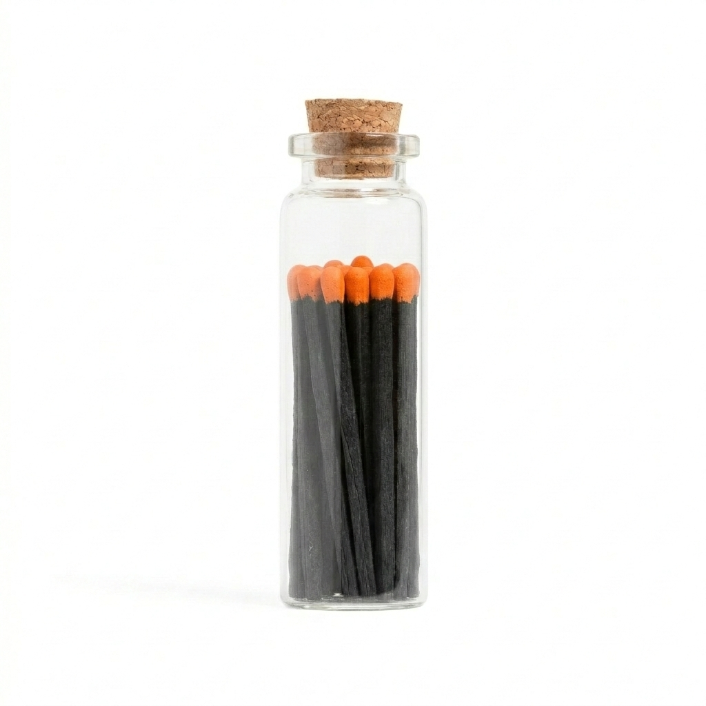 Orange Tuxedo Matches in Small Corked Vial