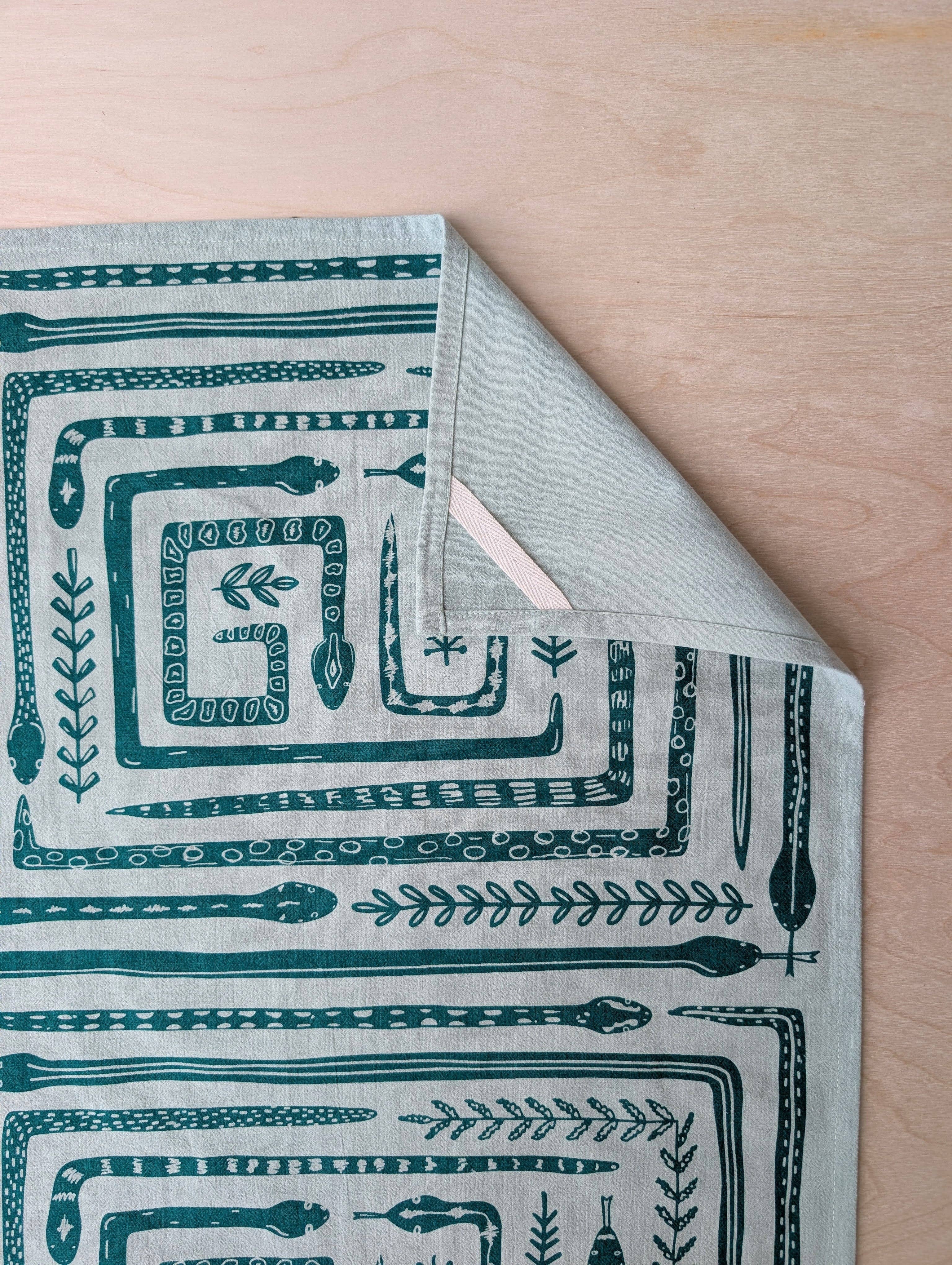 Tea towel | serpent path - cotton flour sack snake kitchen dish cloth