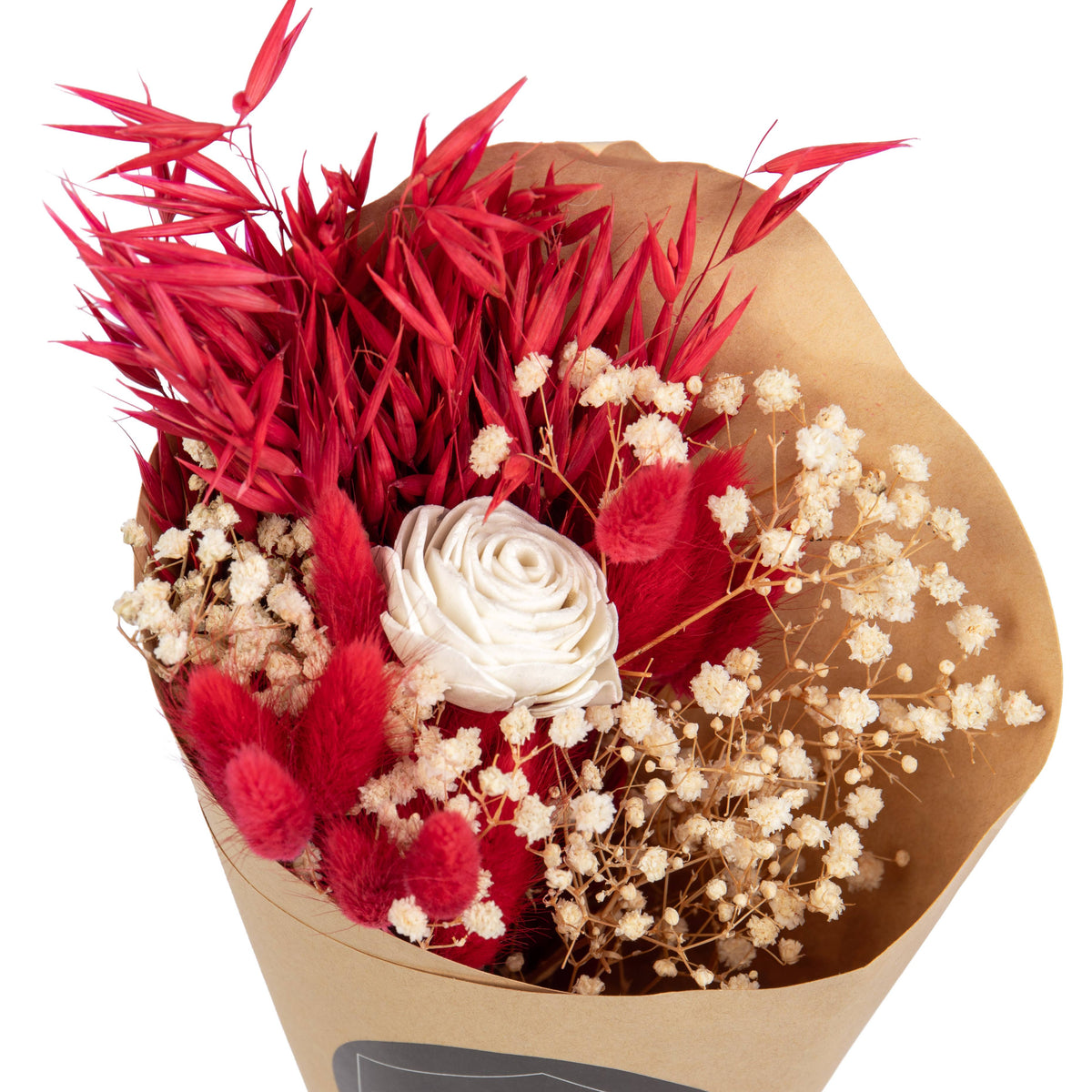Red & White Mixed Dried Flower Bouquet