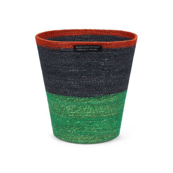 BRITISH COLOUR STANDARD Seagrass Waste Paper Basket in Midnight / Beryl Green