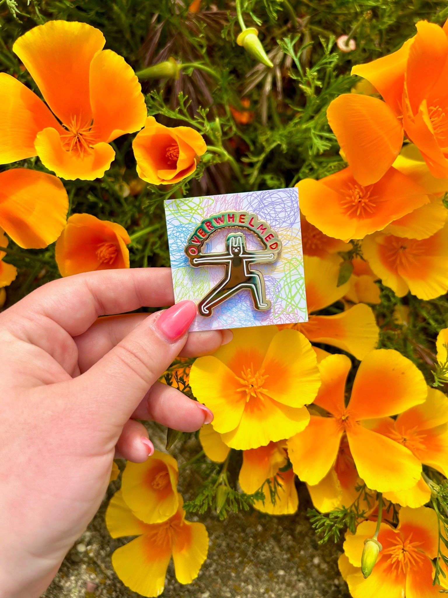 Overwhelmed Enamel Pin