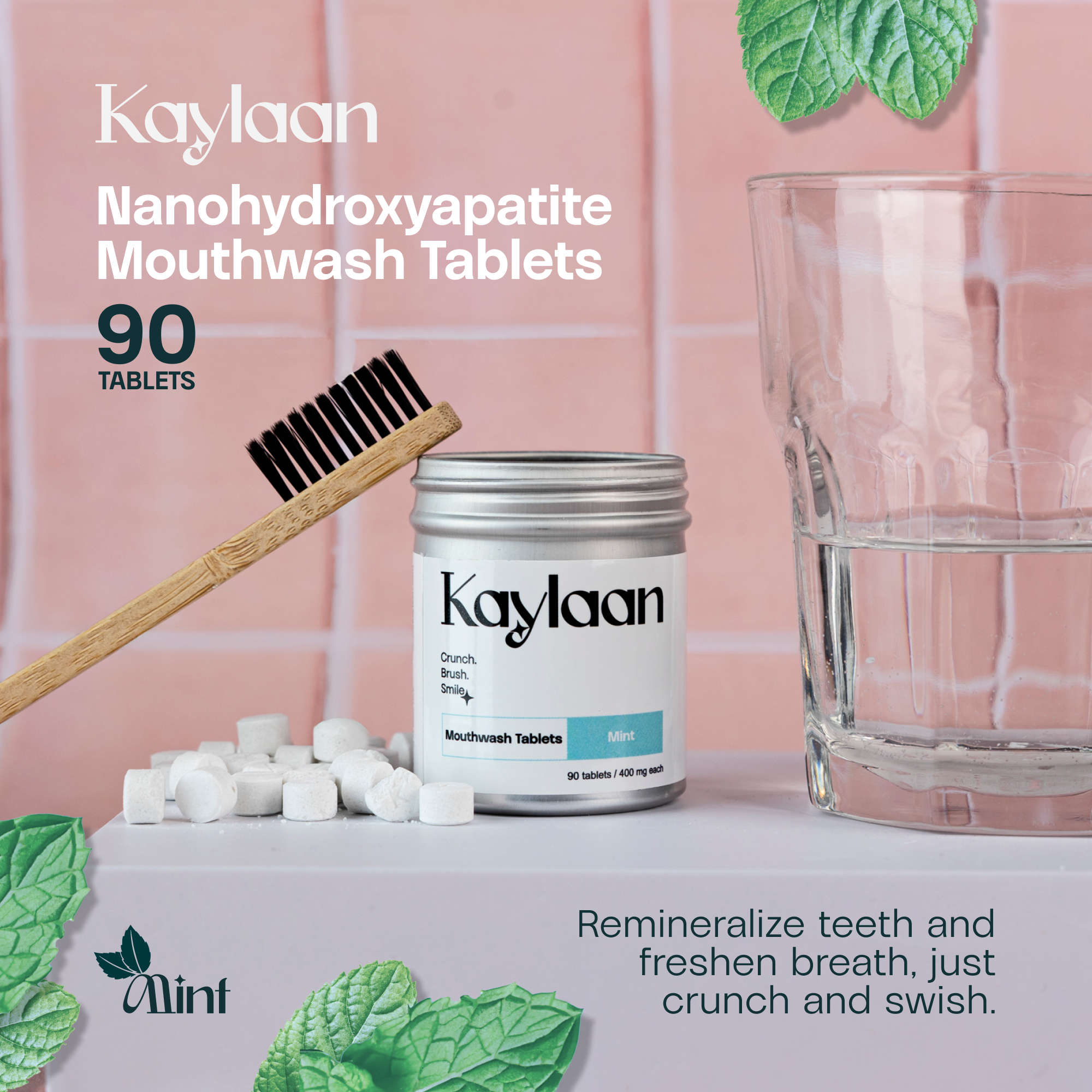 Kaylaan Mouthwash Tablets –Plastic-Free, Travel-Friendly Tin