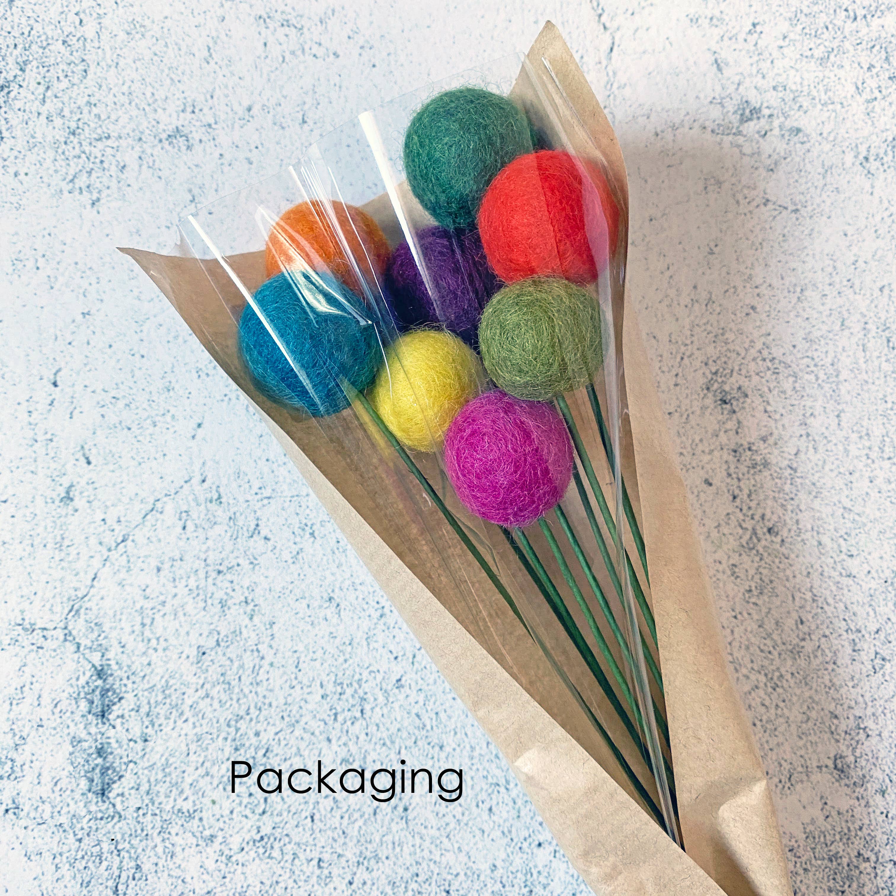 Set of 6 Felt Heart Ball Bouquet Tulip Fields