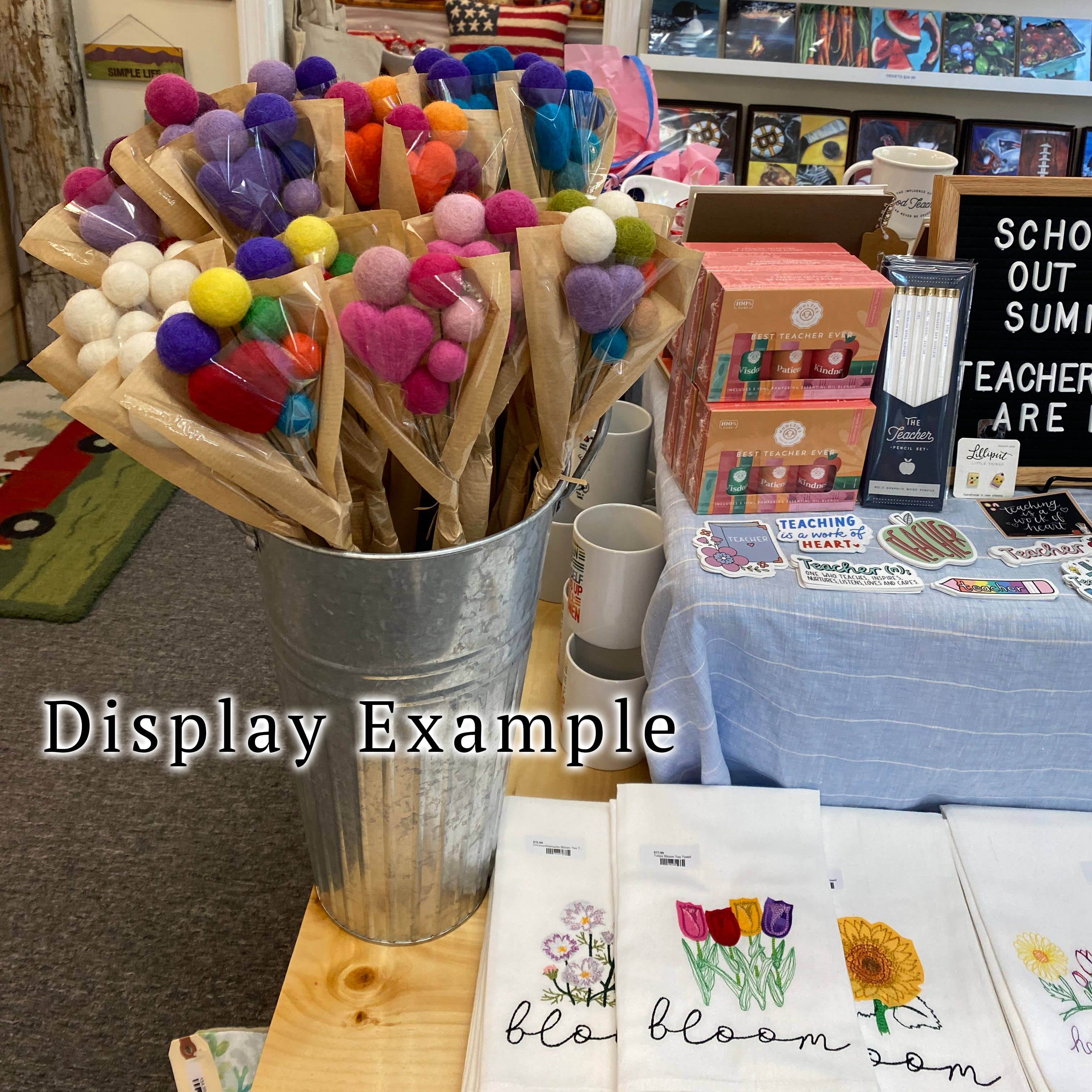 Set of 6 Felt Heart Ball Bouquet Spring Floral