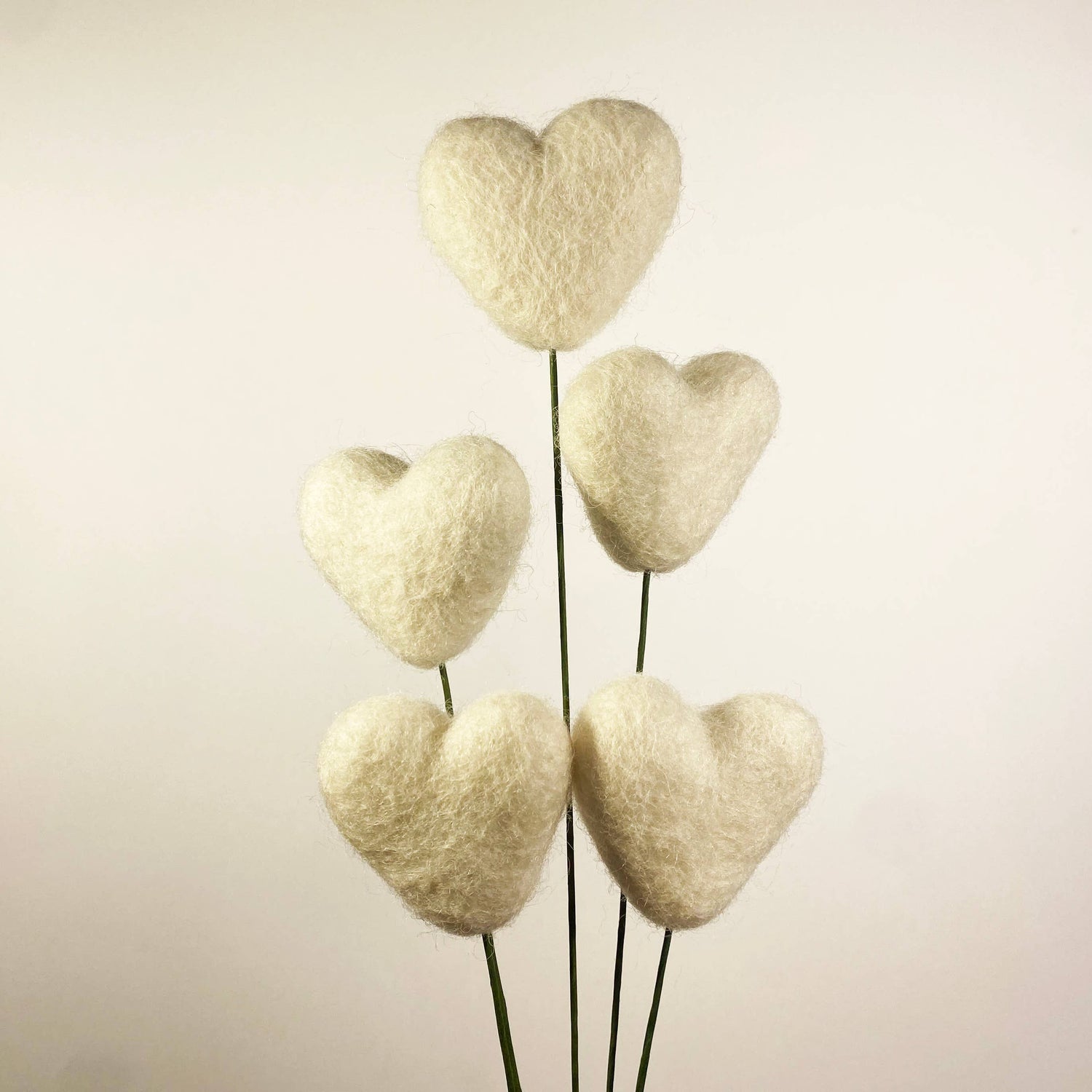 Felt Heart Stem Singles Fresh Cream