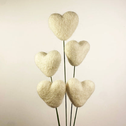 Felt Heart Stem Singles Fresh Cream