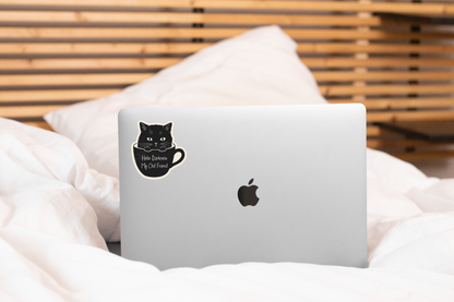 Hello Darkness My Old Friend Sticker - cat, coffee, kitten