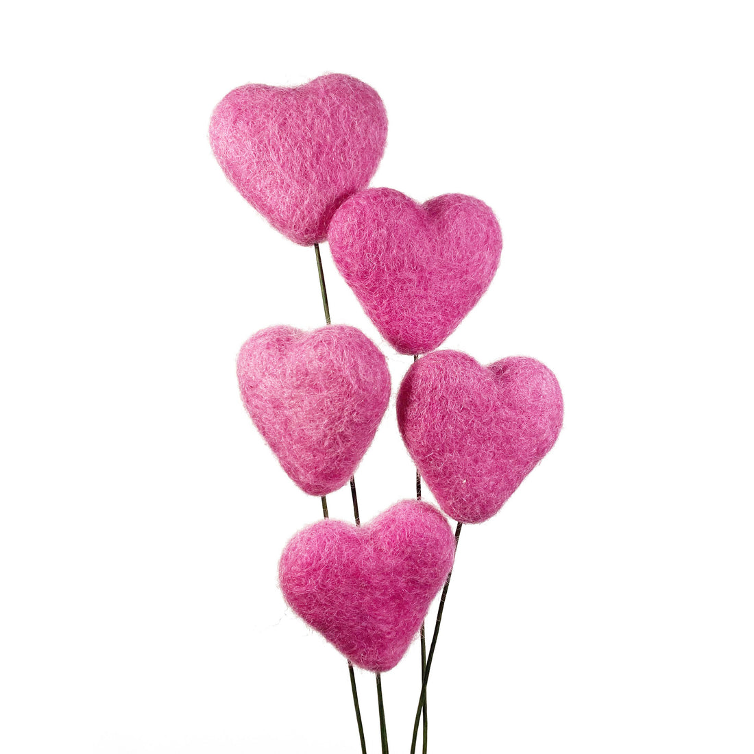 Felt Heart Stem Singles Pink