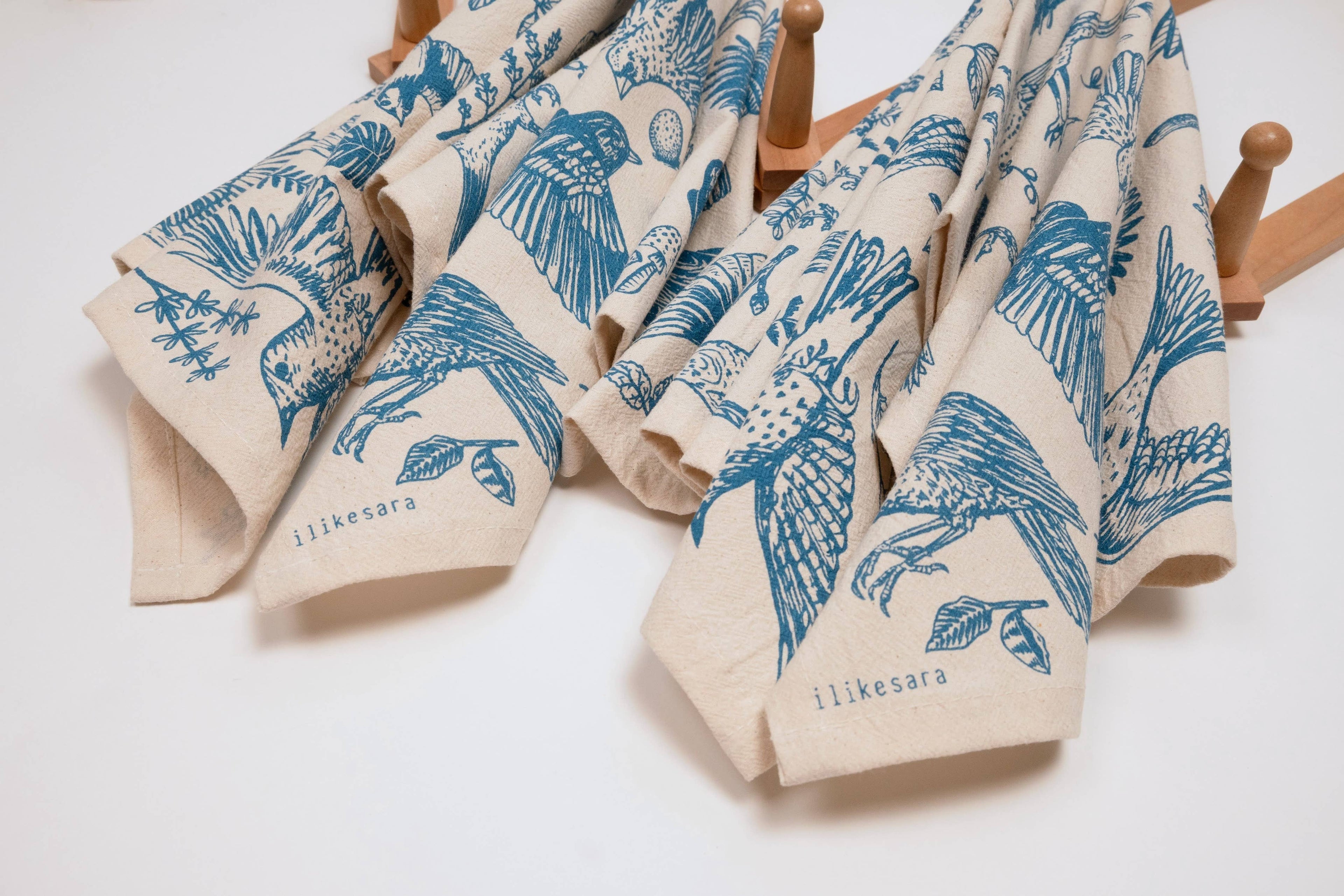 Tea towel | blue birds - cotton flour sack kitchen dish cloth