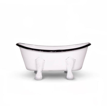 Farmhouse White Metal Bathtub Soap Dish
