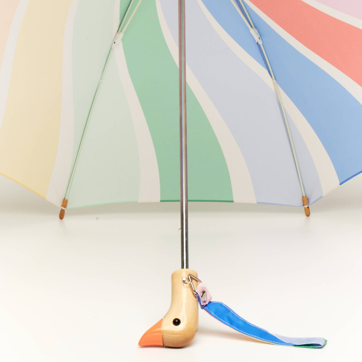 Limited Meri Meri Rainbow Stripes Kids Duck Umbrella