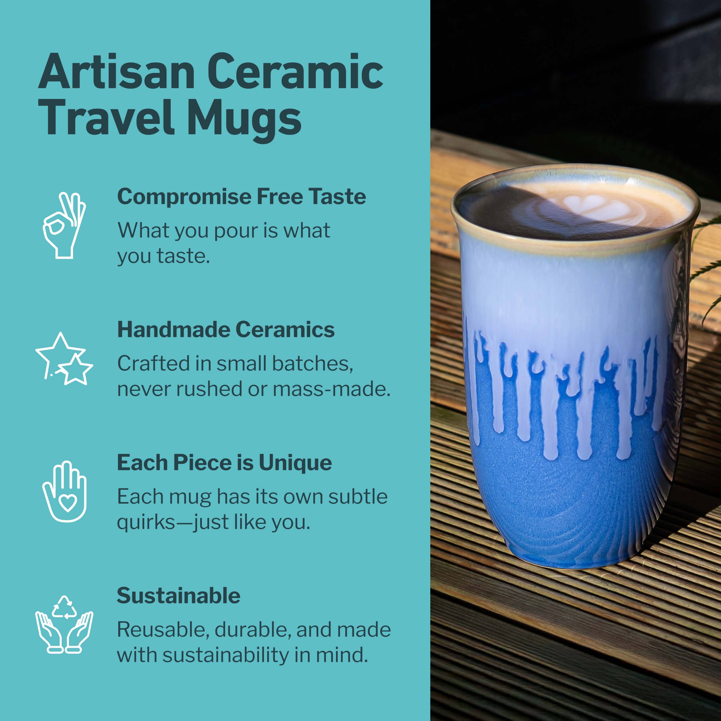 Neptune Ceramic Travel Mug – 12oz with Lid &amp; Sleeve