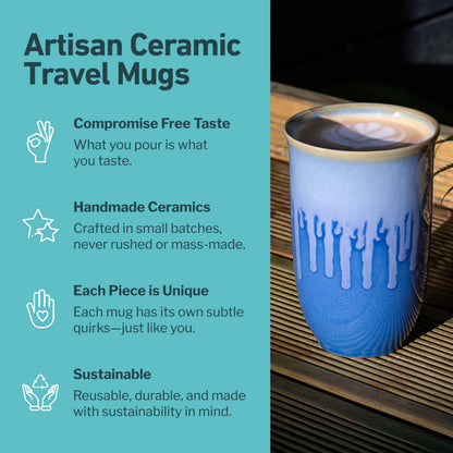 Neptune Ceramic Travel Mug – 12oz with Lid &amp; Sleeve