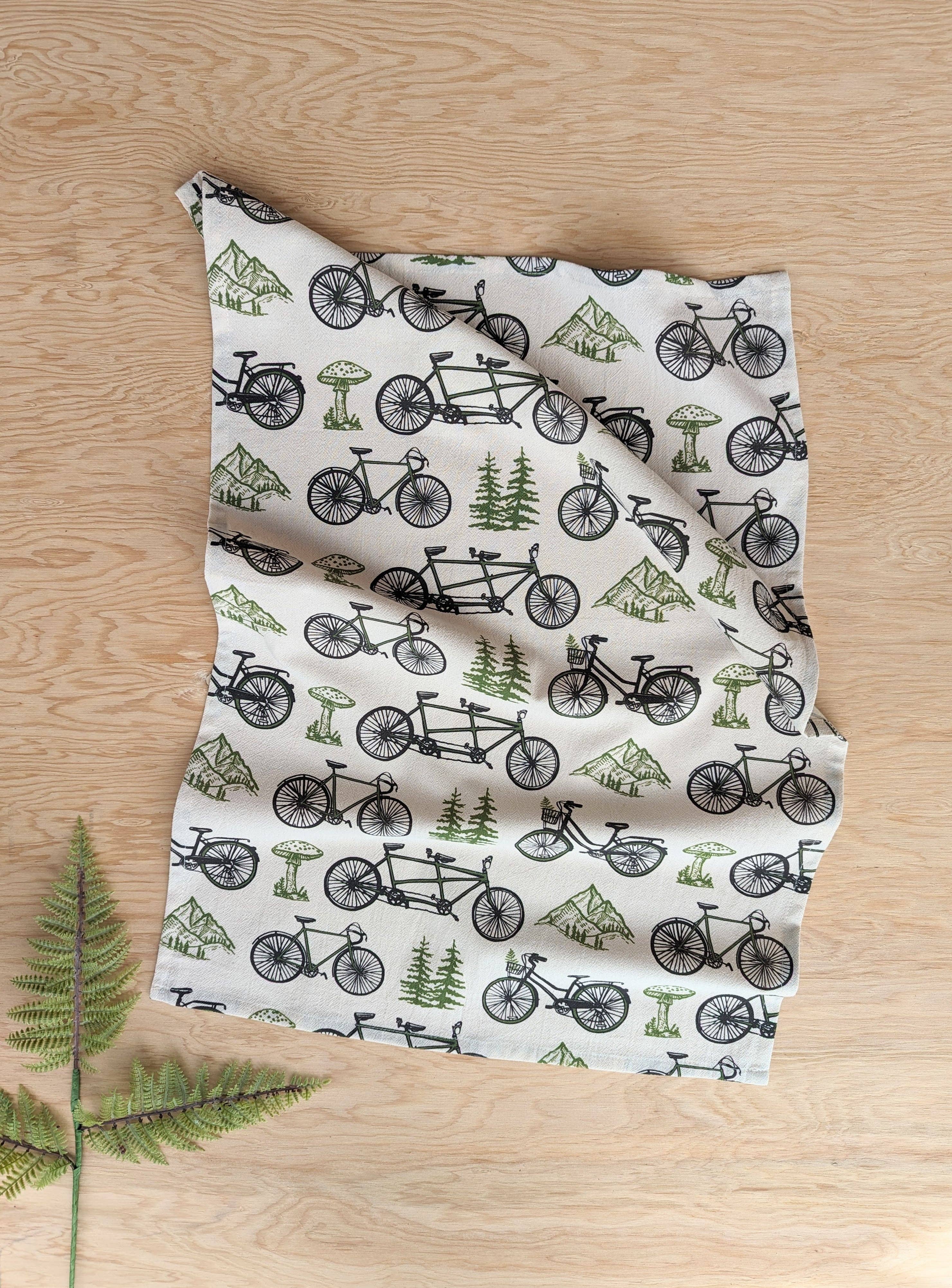 Tea towel | bicycle adventure - bike &amp; nature cotton flour sack dish cloth