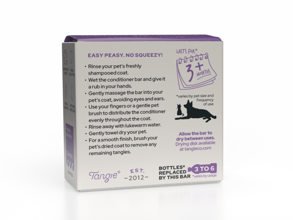 Tangie Lavender Pet Conditioner – Calming, Packaged Bar
