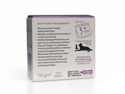 Tangie Lavender Pet Conditioner – Calming, Packaged Bar