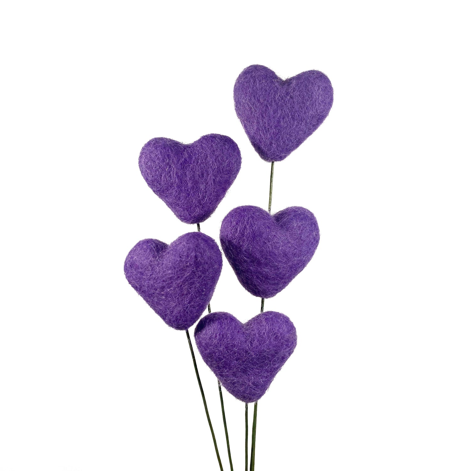 Felt Heart Stem Singles Purple