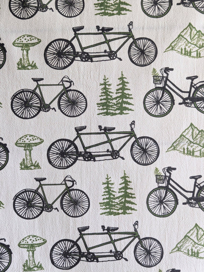 Tea towel | bicycle adventure - bike &amp; nature cotton flour sack dish cloth