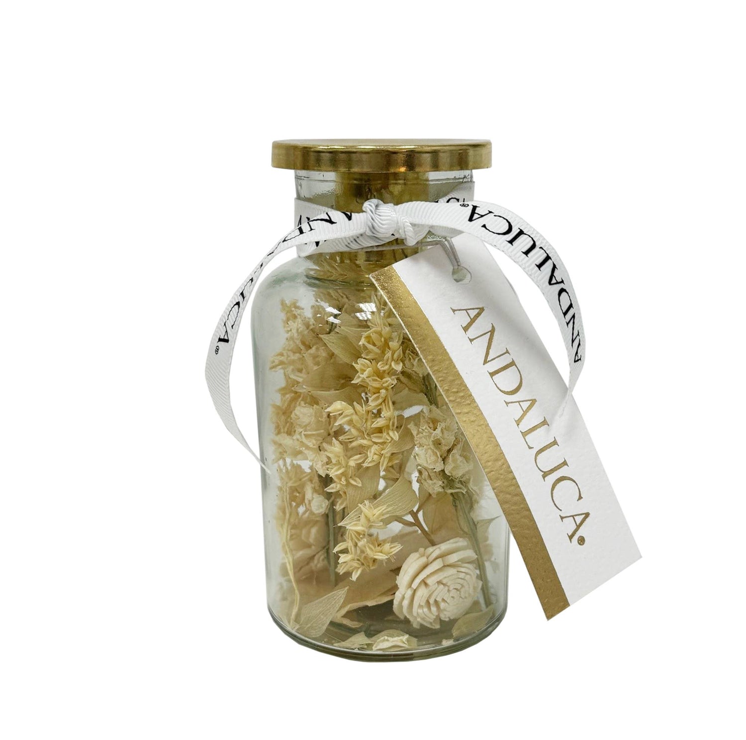 White Blossoms Botanical Taper Candle Holder: Stout Shape