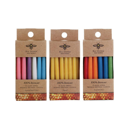 Birthday Candles – 100% Pure Beeswax – Hand-Dipped