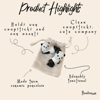 2x Ceramic Porcelain Panda Chopstick Rest | Sushi Bestseller
