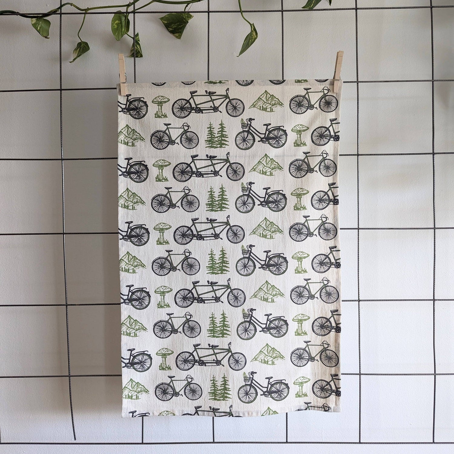 Tea towel | bicycle adventure - bike &amp; nature cotton flour sack dish cloth