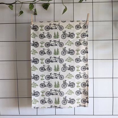 Tea towel | bicycle adventure - bike &amp; nature cotton flour sack dish cloth