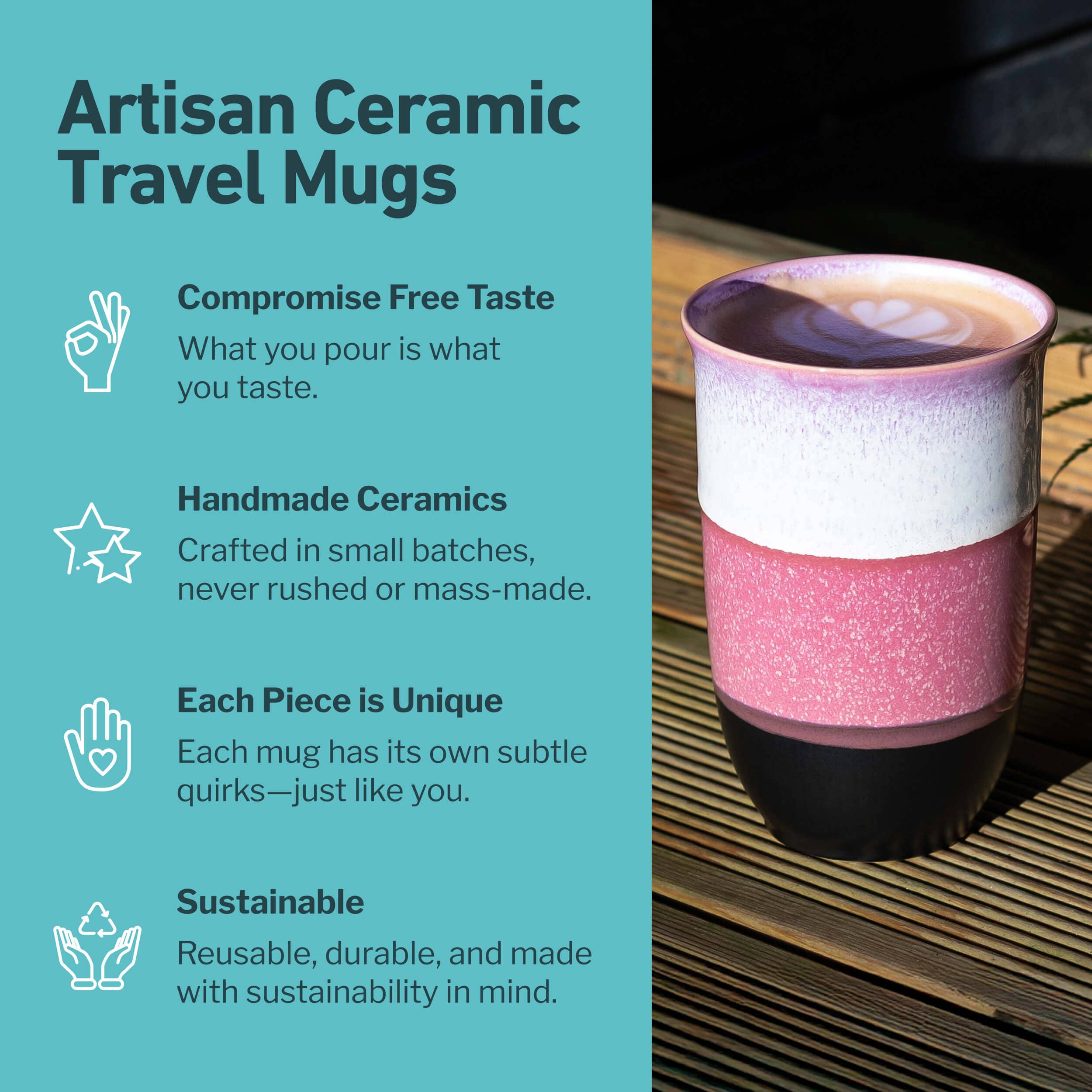 Eclipse 12oz Ceramic Travel Mug – (Includes Lid &amp; Band)