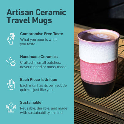 Eclipse 12oz Ceramic Travel Mug – (Includes Lid &amp; Band)