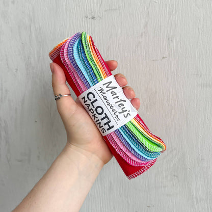 Small Cloth Napkins: 12 Pack - Rainbow and Color Mixes
