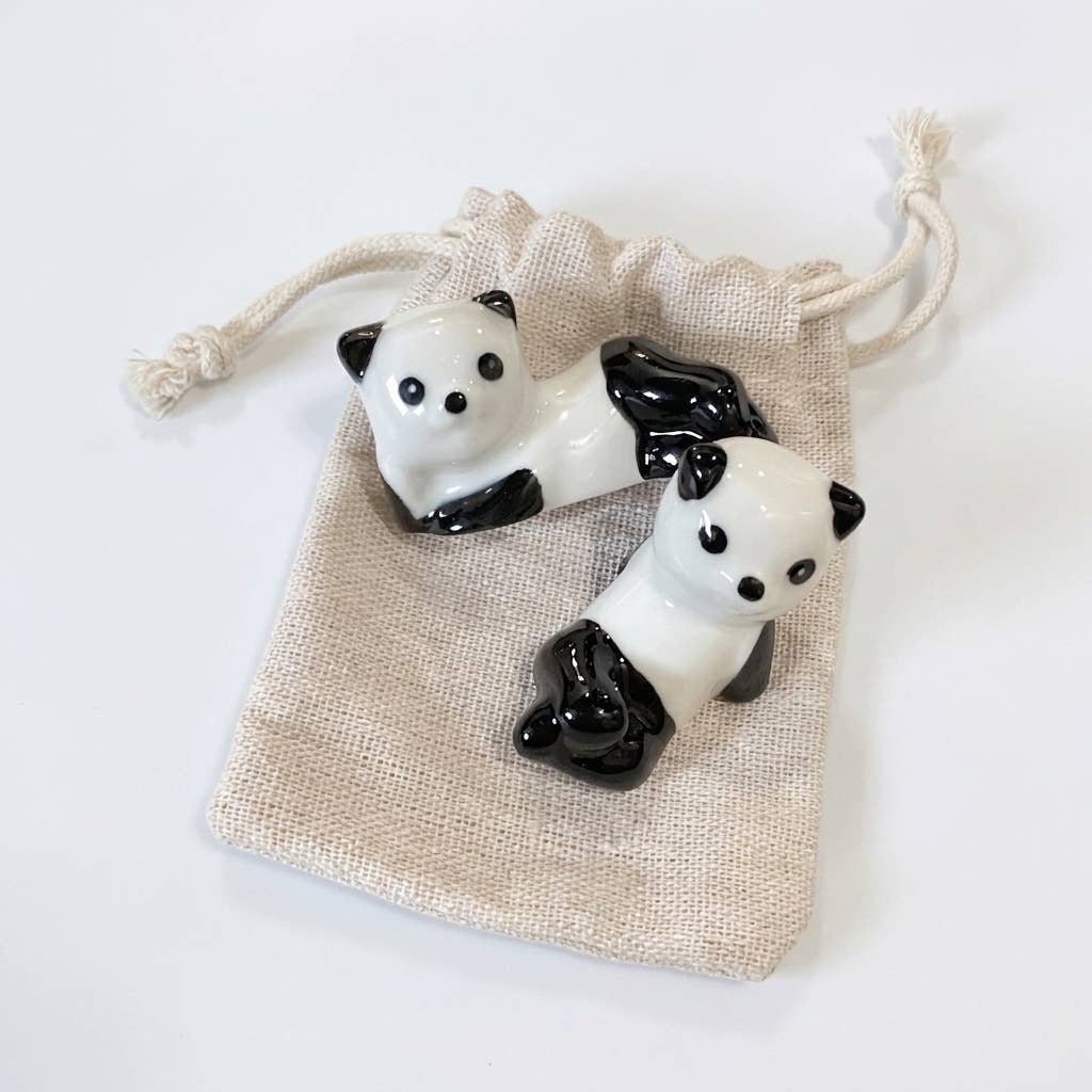 2x Ceramic Porcelain Panda Chopstick Rest | Sushi Bestseller
