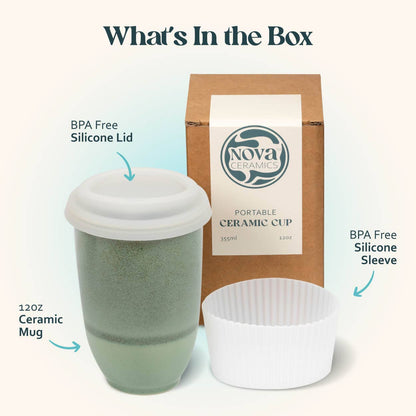 Emerald 12oz Ceramic Travel Mug – Reusable &amp; Stylish