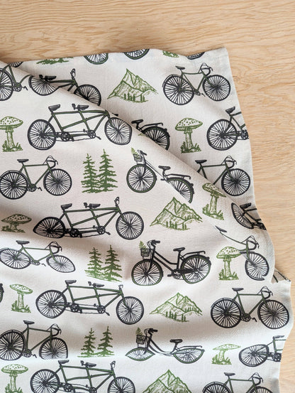 Tea towel | bicycle adventure - bike &amp; nature cotton flour sack dish cloth
