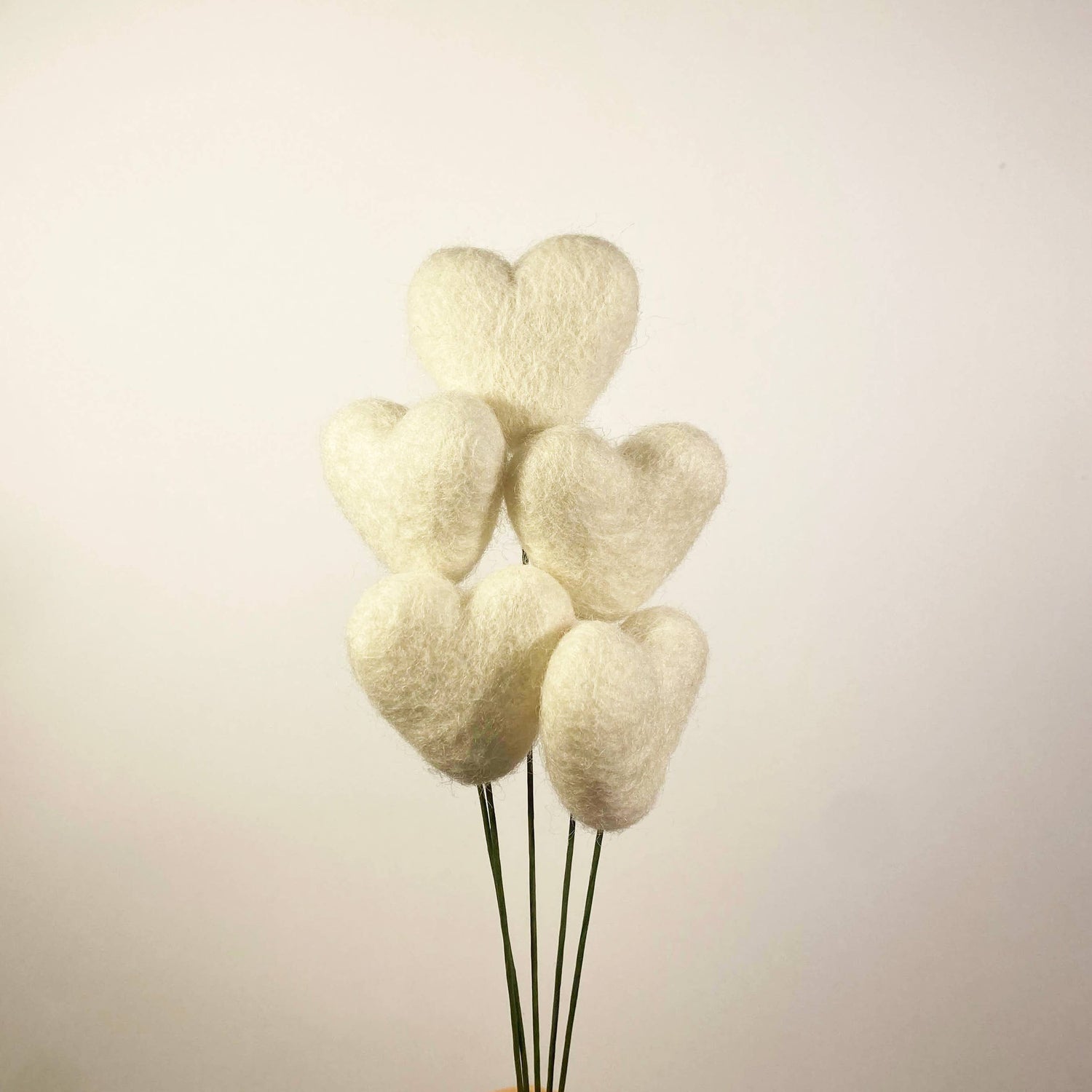 Felt Heart Stem Singles Fresh Cream