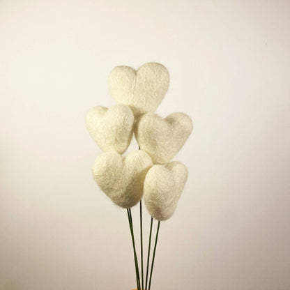 Felt Heart Stem Singles Fresh Cream