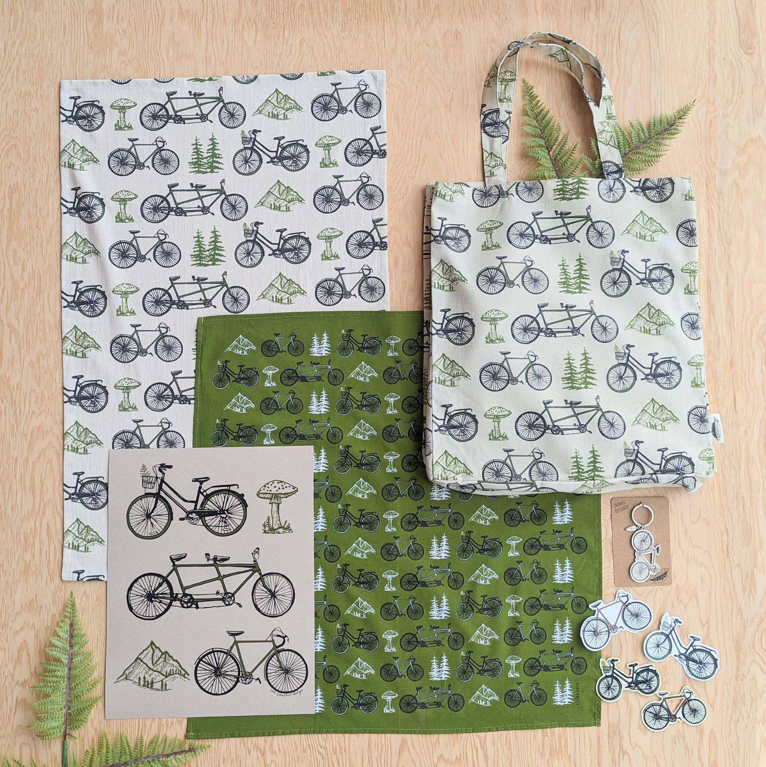 Tea towel | bicycle adventure - bike &amp; nature cotton flour sack dish cloth