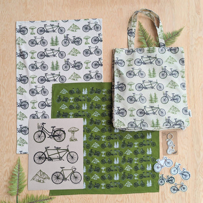 Tea towel | bicycle adventure - bike &amp; nature cotton flour sack dish cloth