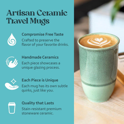 Emerald 12oz Ceramic Travel Mug – Reusable &amp; Stylish