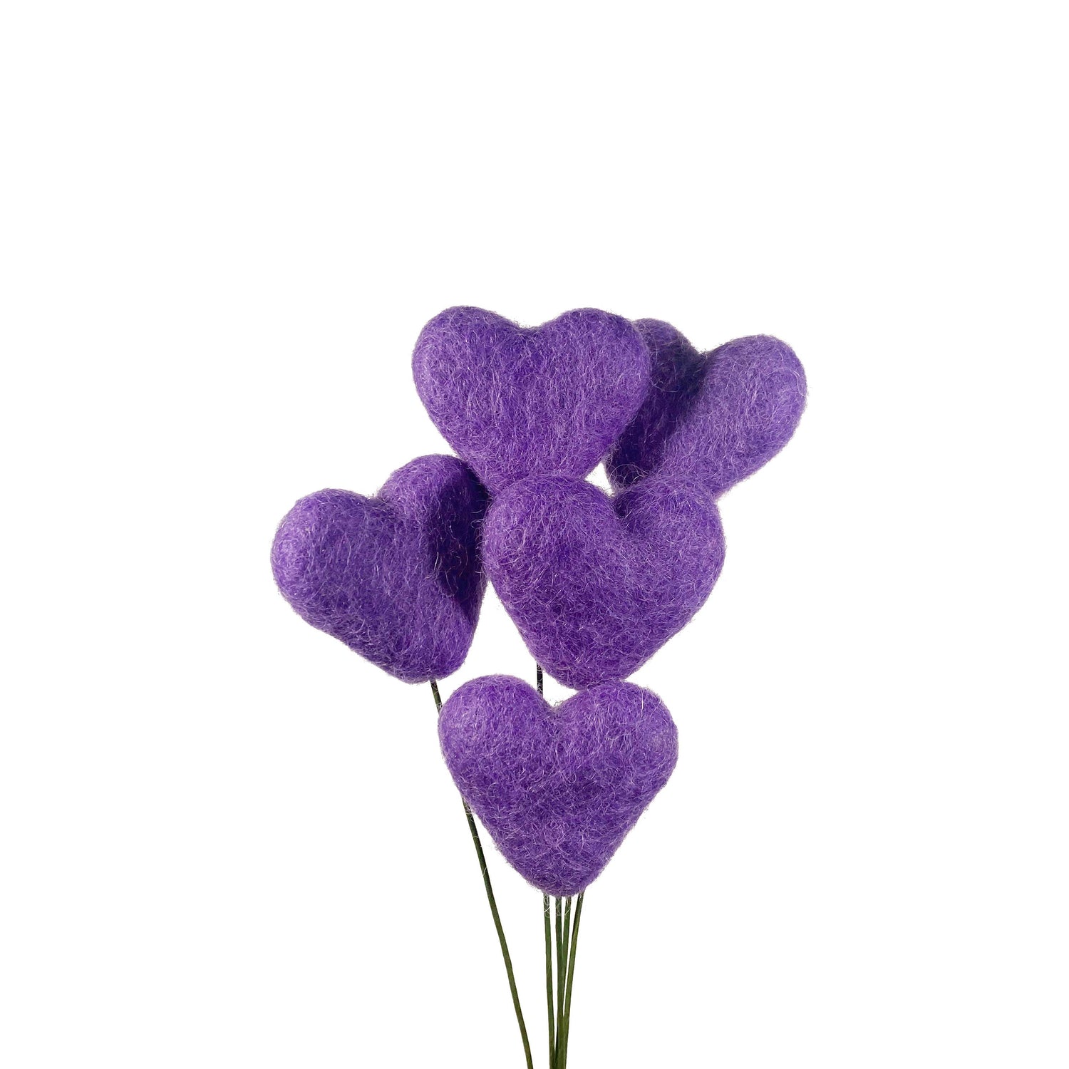 Felt Heart Stem Singles Purple