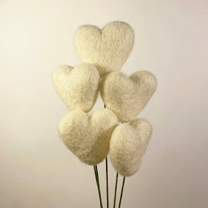 Felt Heart Stem Singles Fresh Cream